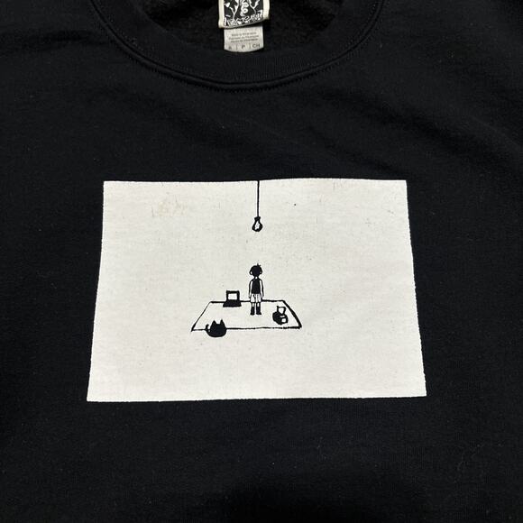 Omocat Omori Sweatshirt Mens Size Small Black Pullover Crewneck Long Sleeve - Picture 3 of 6